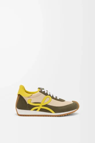 Flow Runner 2.0 en nylon y ante Crema/Amarillo/Verde oliva