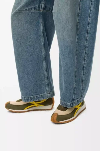 Flow Runner 2.0 en nylon y ante Crema/Amarillo/Verde oliva