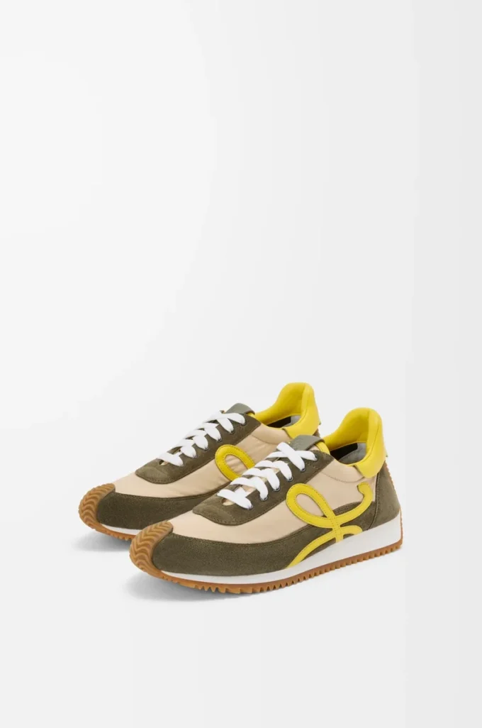 Flow Runner 2.0 en nylon y ante Crema/Amarillo/Verde oliva Flow Runner 2.0 en nylon y ante Crema/Amarillo/Verde oliva