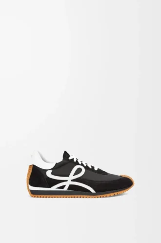 Flow Runner en nylon y ante Negro/Blanco