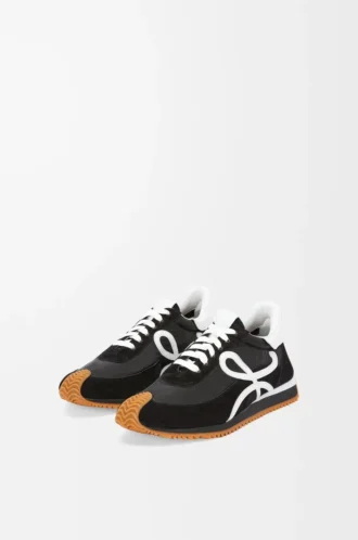 Flow Runner en nylon y ante Negro/Blanco