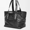 Fold Shopper en piel de becerro papel Negro
