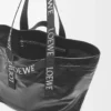 Fold Shopper en piel de becerro papel Negro