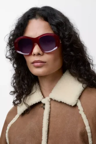 Gafas de sol Beveled Pentagon Milky Burgundy
