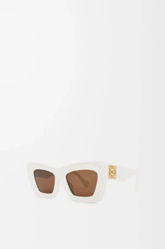 Gafas de sol Cateye biseladas Blanco/Marfil
