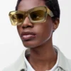 Gafas de sol Cateye biseladas Transparente Oliva Gafas de sol Cateye biseladas Transparente Oliva