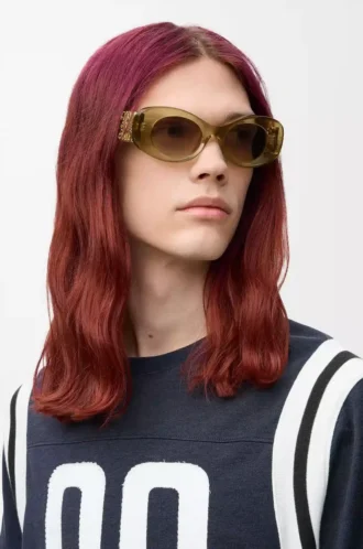 Gafas de sol ovaladas maxi Anagram biseladas, color oliva transparente