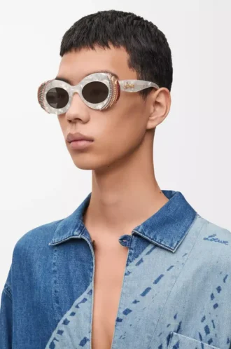Gafas de sol Pavé Oval Gris perla/Blanco