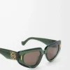Gafas de sol pequeñas Butterfly Screen transparentes verde oscuro Gafas de sol pequeñas Butterfly Screen transparentes verde oscuro
