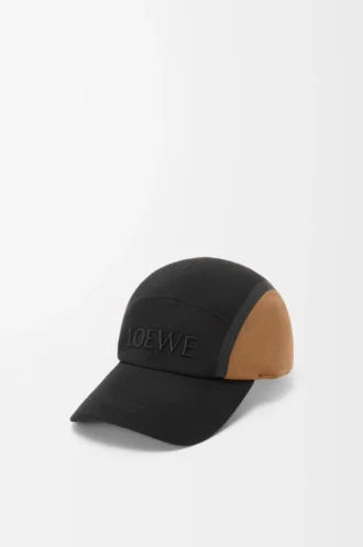 Gorra de lona y ante negro/oro oscuro