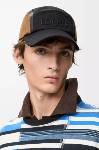 Gorra de lona y ante negro/oro oscuro