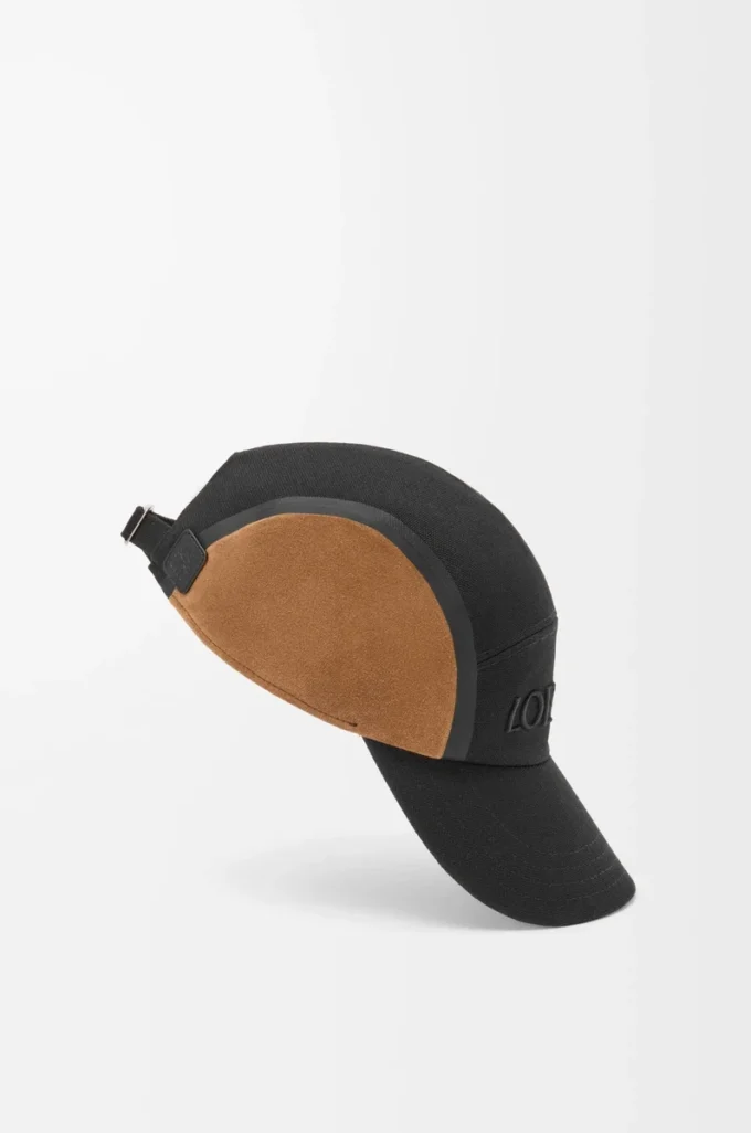 Gorra de lona y ante negro/oro oscuro Gorra de lona y ante negro/oro oscuro