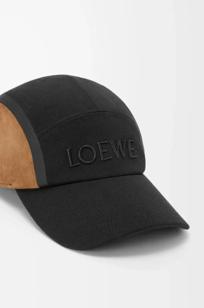 Gorra de lona y ante negro/oro oscuro Gorra de lona y ante negro/oro oscuro