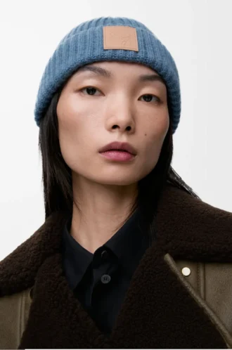 Gorro de cachemira azul denim