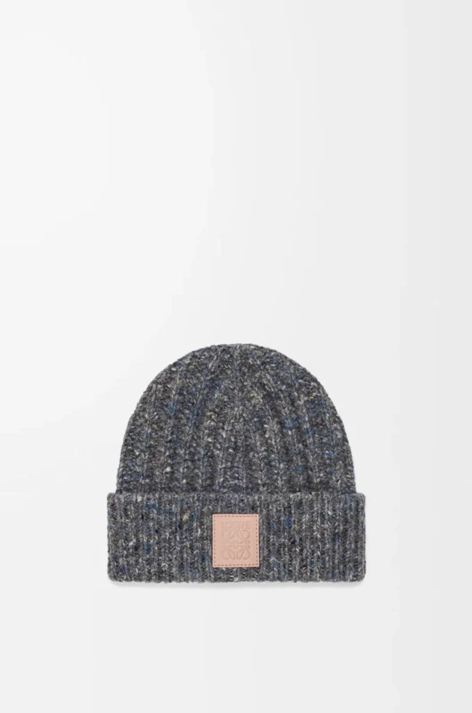 Gorro de mezcla de lana y cachemira Gris/Azul jaspeado Gorro de mezcla de lana y cachemira Gris/Azul jaspeado