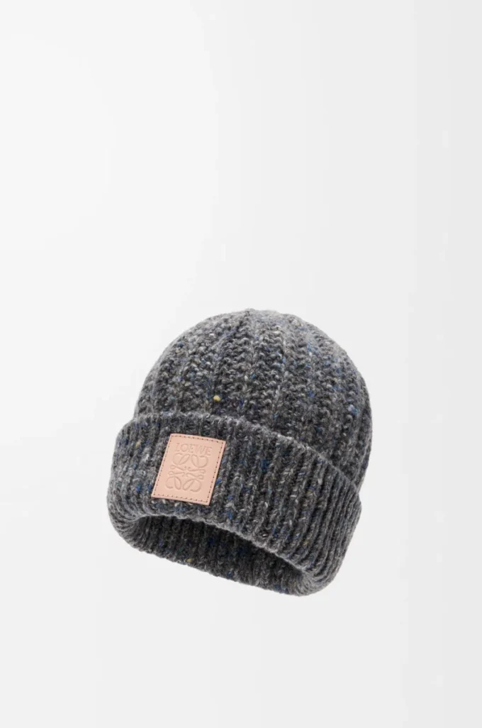 Gorro de mezcla de lana y cachemira Gris/Azul jaspeado Gorro de mezcla de lana y cachemira Gris/Azul jaspeado