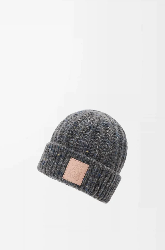 Gorro de mezcla de lana y cachemira Gris/Azul jaspeado Gorro de mezcla de lana y cachemira Gris/Azul jaspeado