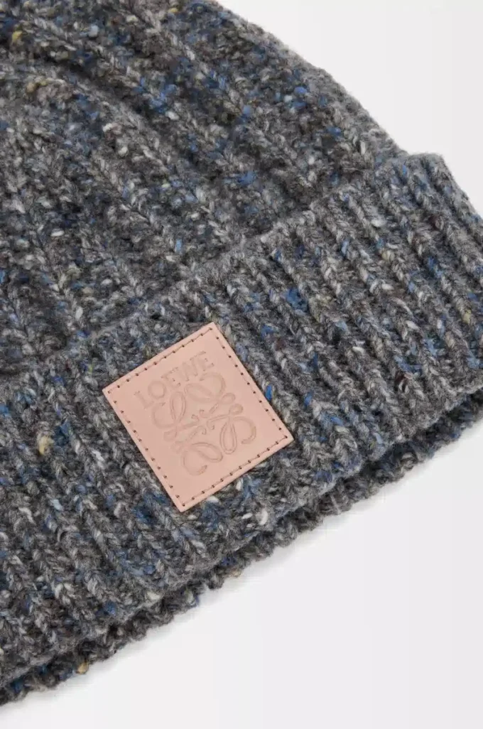 Gorro de mezcla de lana y cachemira Gris/Azul jaspeado Gorro de mezcla de lana y cachemira Gris/Azul jaspeado