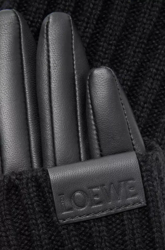 Guantes de cachemira y piel de cordero napa Negro Guantes de cachemira y piel de cordero napa Negro