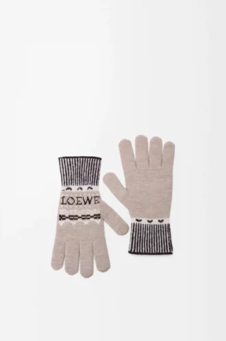 Guantes de mezcla de lana Beige/Multicolor
