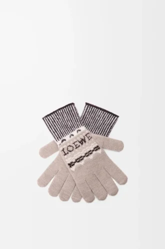 Guantes de mezcla de lana Beige/Multicolor