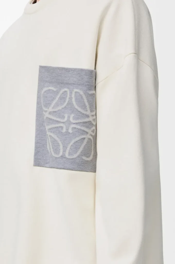 Jersey Anagram con bolsillo en mezcla de algodón Beige/Gris Jersey Anagram con bolsillo en mezcla de algodón Beige/Gris