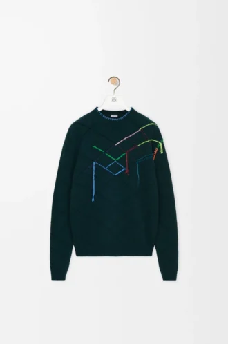 Jersey de lana verde oscuro/multicolor