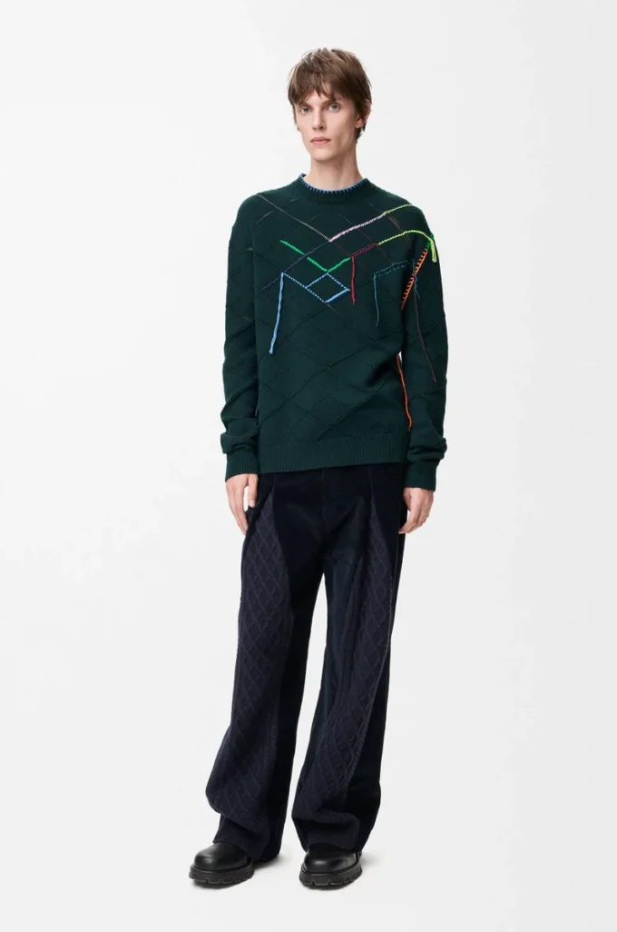 Jersey de lana verde oscuro/multicolor Jersey de lana verde oscuro/multicolor
