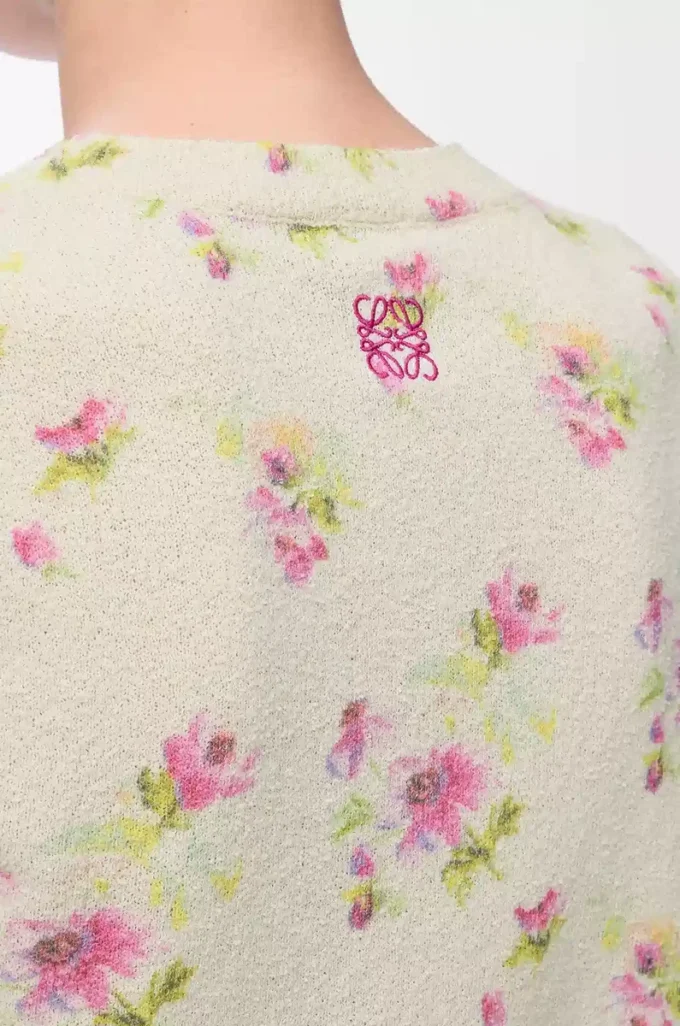 Jersey de manga corta en mezcla de algodón Blanco/Rosa Jersey de manga corta en mezcla de algodón Blanco/Rosa
