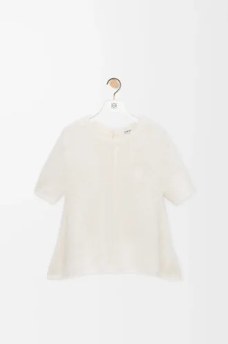 Jersey de manga corta en mezcla de mohair Blanco