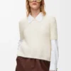 Jersey de manga corta en mezcla de mohair Blanco Jersey de manga corta en mezcla de mohair Blanco