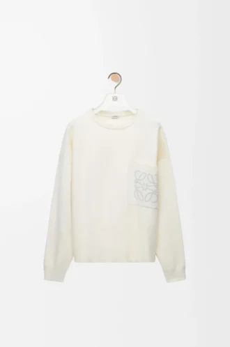 Jersey de mezcla de algodón blanco/gris claro Jersey de mezcla de algodón blanco/gris claro