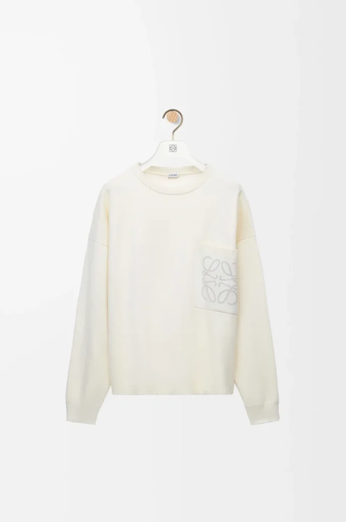Jersey de mezcla de algodón blanco/gris claro Jersey de mezcla de algodón blanco/gris claro