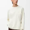 Jersey de mezcla de algodón blanco/gris claro Jersey de mezcla de algodón blanco/gris claro