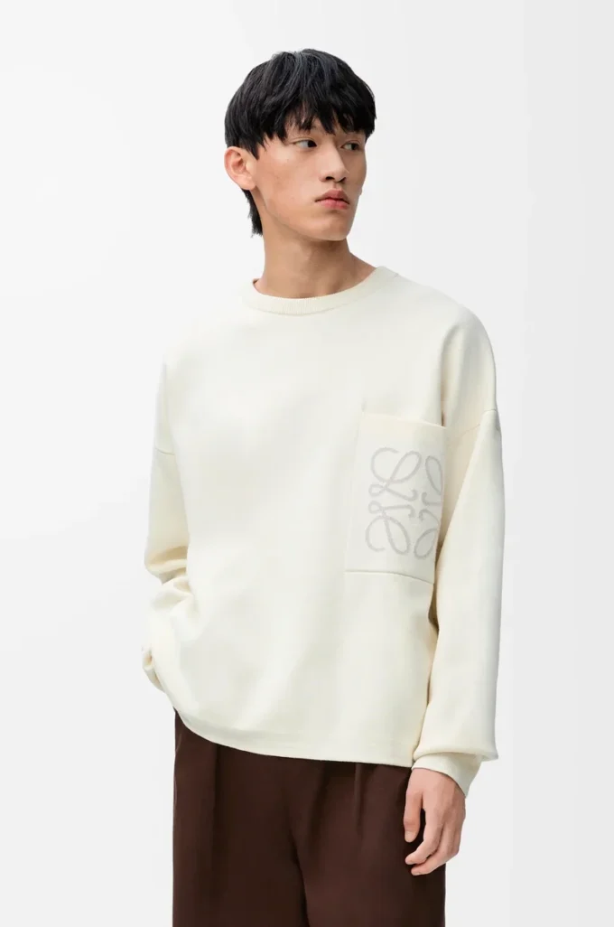 Jersey de mezcla de algodón blanco/gris claro Jersey de mezcla de algodón blanco/gris claro