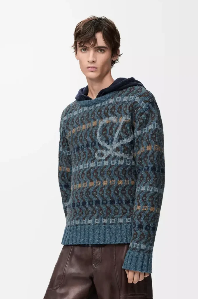 Jersey de mezcla de lana Azul/Multicolor