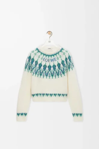 Jersey de mezcla de lana Blanco/Menta Jersey de mezcla de lana Blanco/Menta