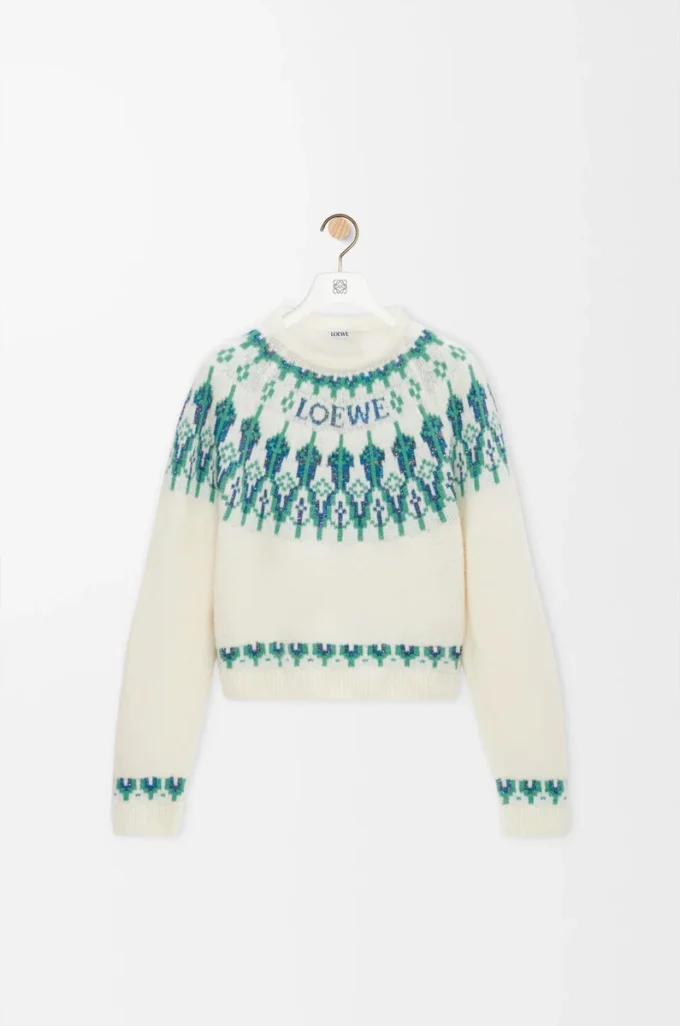 Jersey de mezcla de lana Blanco/Menta Jersey de mezcla de lana Blanco/Menta