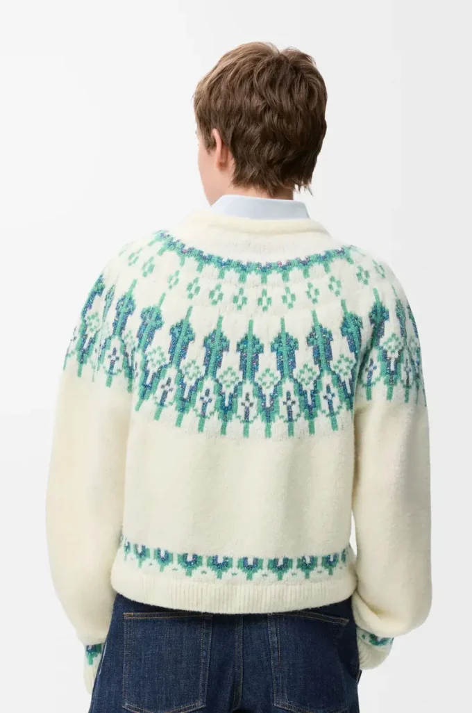 Jersey de mezcla de lana Blanco/Menta Jersey de mezcla de lana Blanco/Menta