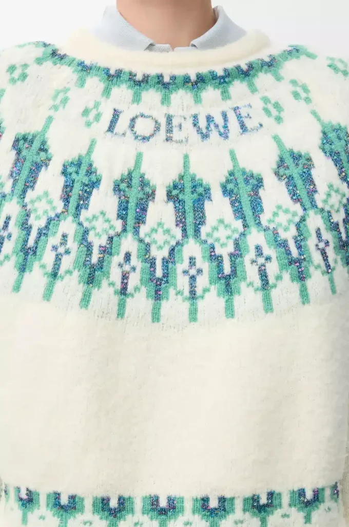 Jersey de mezcla de lana Blanco/Menta Jersey de mezcla de lana Blanco/Menta
