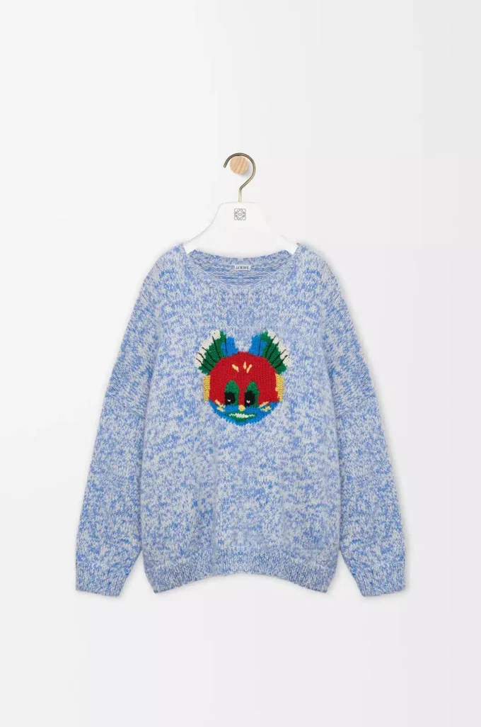 Jersey de mezcla de lana y mohair Azul/Blanco Jersey de mezcla de lana y mohair Azul/Blanco
