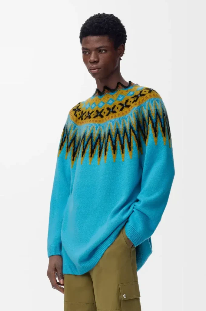 Jersey de mezcla de lana y mohair Azul/Multicolor
