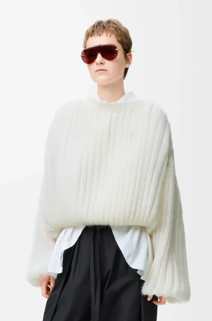 Jersey de mezcla de mohair Blanco Jersey de mezcla de mohair Blanco