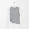 Jersey drapeado de cachemira Gris/Blanco Jersey drapeado de cachemira Gris/Blanco
