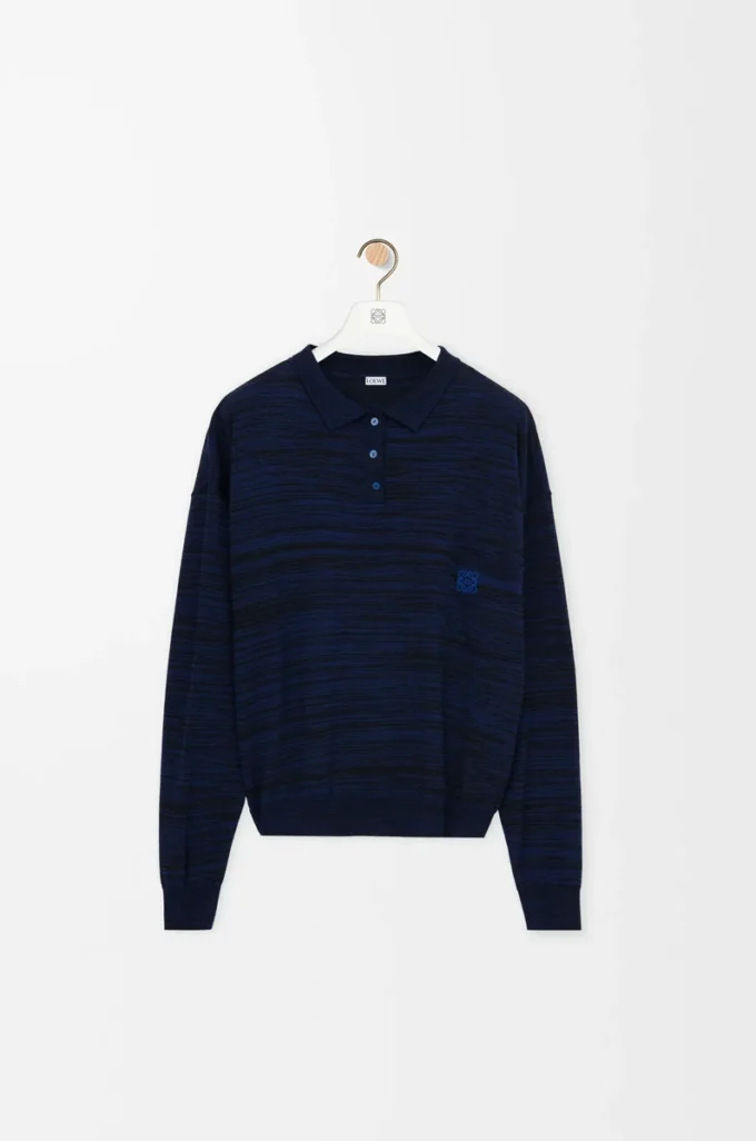 Jersey polo de lana azul marino/negro Jersey polo de lana azul marino/negro