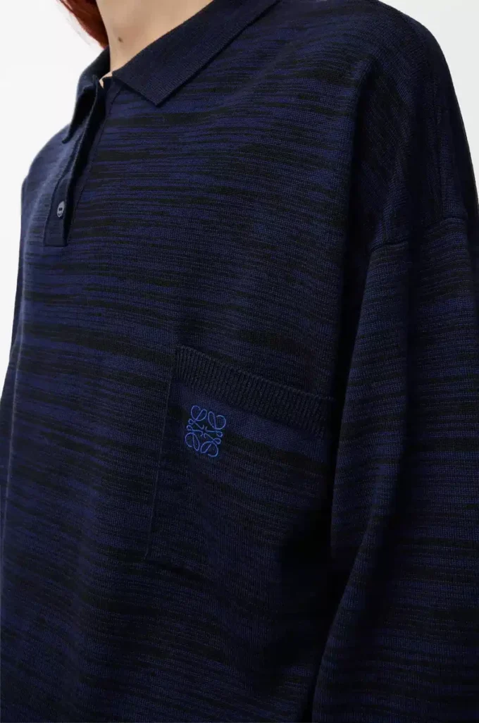 Jersey polo de lana azul marino/negro Jersey polo de lana azul marino/negro