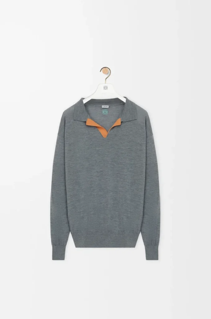 Jersey polo de lana Gris Jersey polo de lana Gris