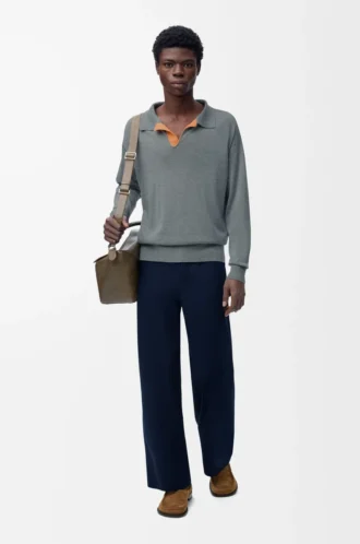 Jersey polo de lana Gris Jersey polo de lana Gris
