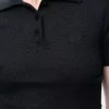 Jersey polo de manga corta en cachemira y seda Negro