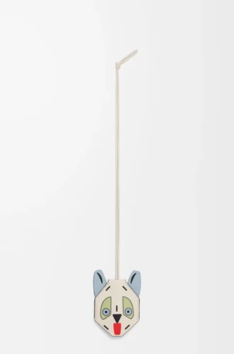 Llavero Futurist Cat en piel de becerro blanco/azul